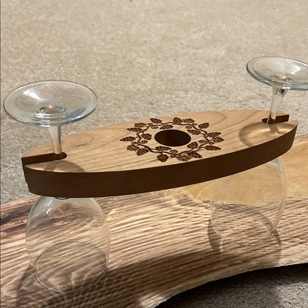 Elegant Brown Wooden Wine Glass Holder hand made